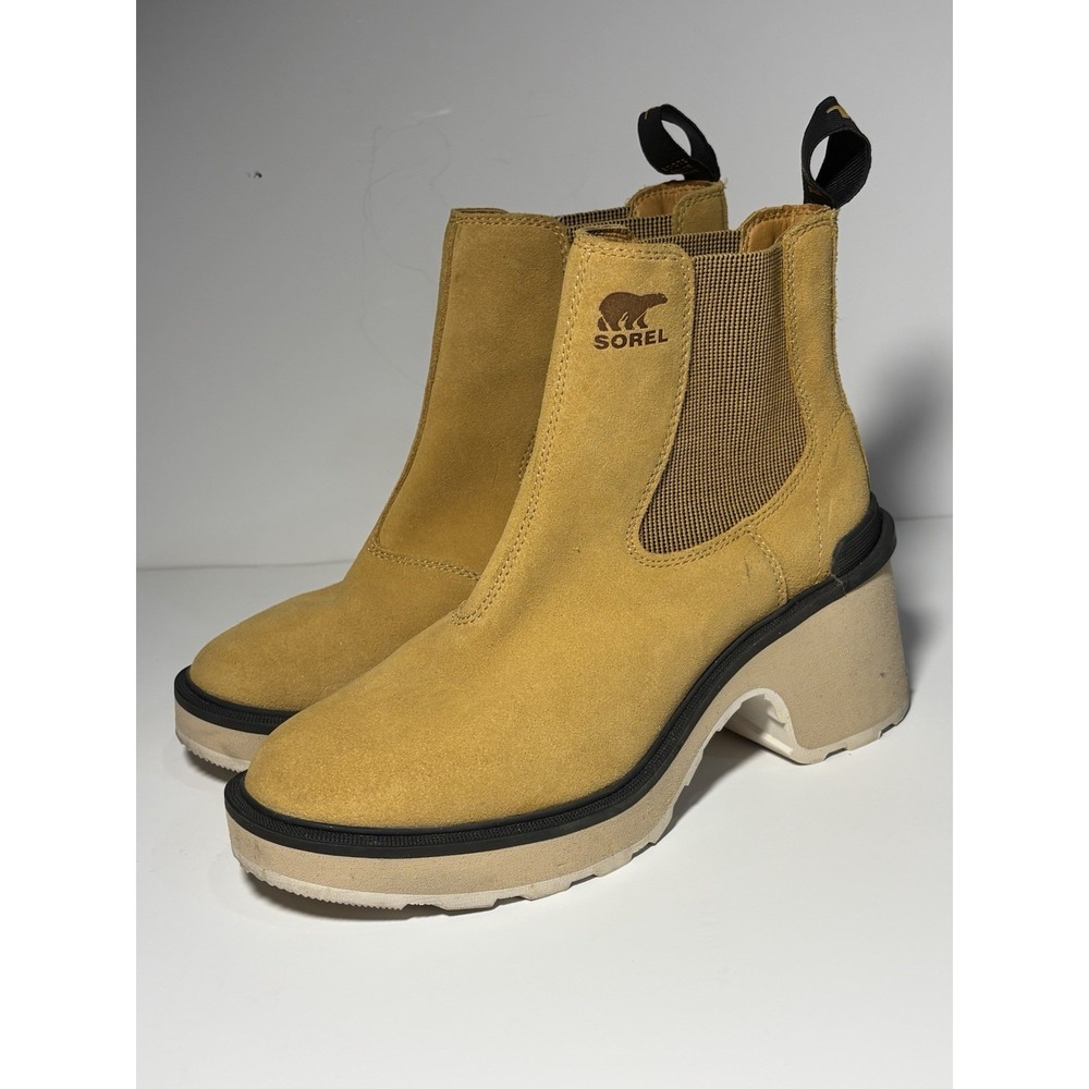 Sorel Joan Now Chelsea Wedge Boot Women's 7 Suede Waterproof Platform Tan